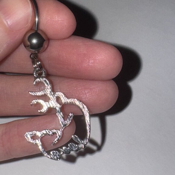 Navy Blue Buck and Doe Love Browning Dangle Belly Ring - Picture 13 of 16